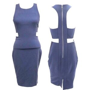 Elizabeth and James Phoenix Dress Size 6 Dusty Blue Cut Out Sides Bodycon
